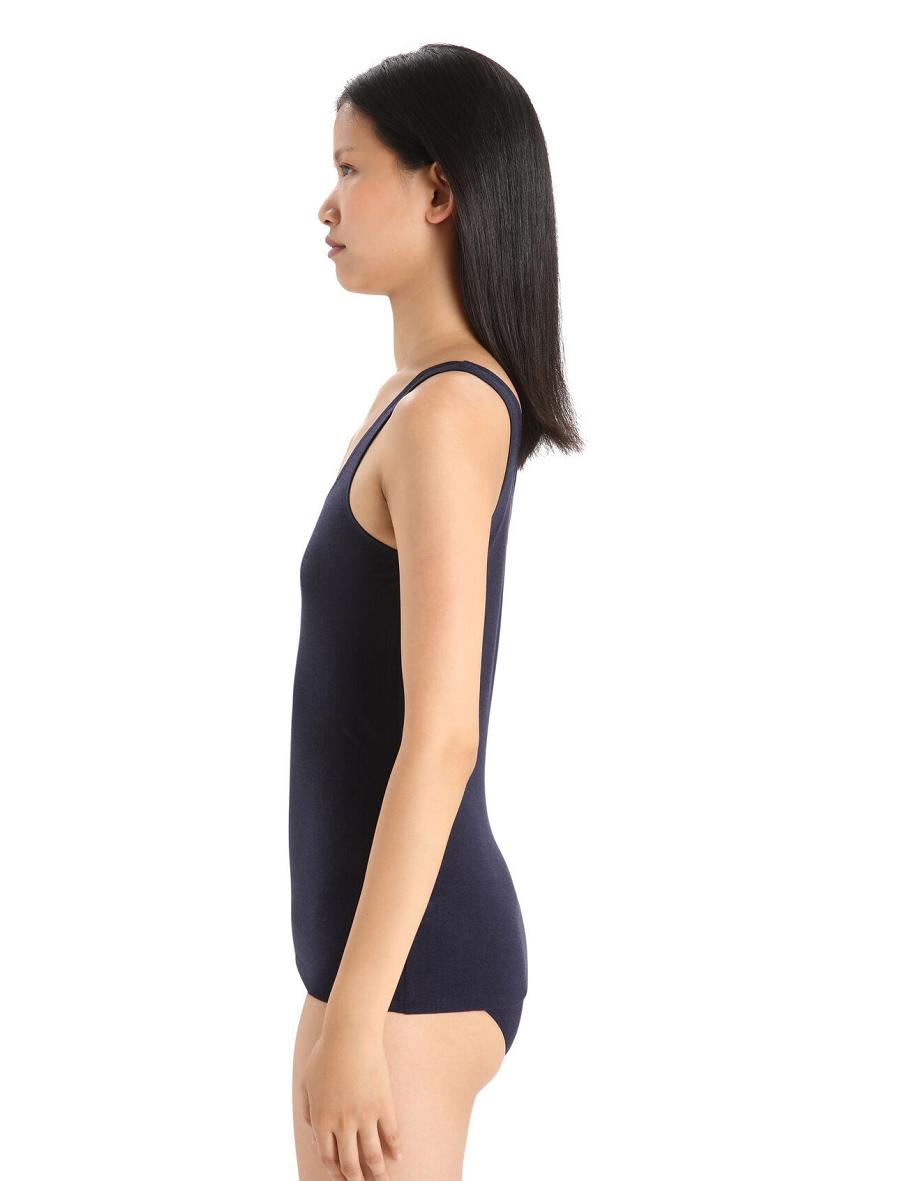 Midnight Navy Icebreaker Merino Siren Tank Top Women's Underwear | AU 1712ZUTG